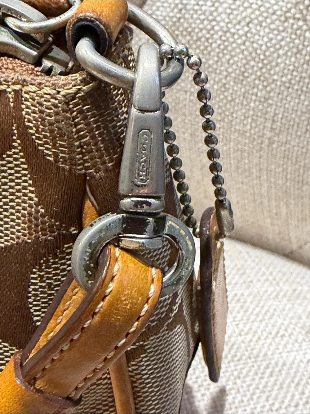 Coach Y2K Hampton Mini Signature Wristlet Brown Canvas Leather Pochette Bag 2004 - Picture 6 of 16